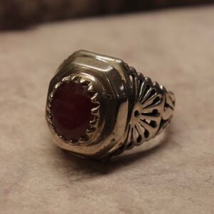 925 Sterling Silver Natural Pink Red Ring